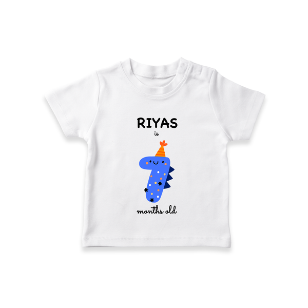 Milestone T-Shirt for 7th Month | Soft Cotton Personalized T-Shirt | Unisex Design - WHITE - 0-5 Months Old (Chest 17")