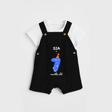 Celebrate The Seventh Month Birthday Custom Dungaree, Featuring with your Baby's name - BLACK - 0 - 5 Months Old (Chest 17")