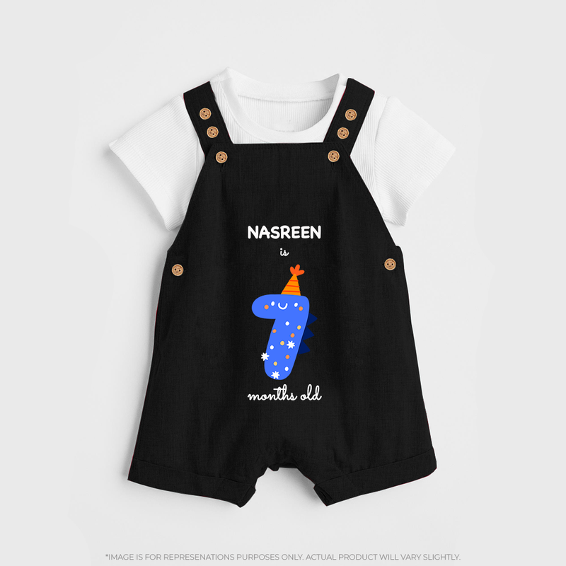 Celebrate Your Baby's 7-Month Journey With Our Beautifully Customized Baby Dungaree Set, Perfect For Capturing Magical Memories - BLACK - 0 - 5 Months Old (Chest 18")