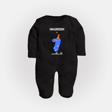 Milestone Full Sleeve Bodysuit/ Sleep Suit/ Jumpsuit for 7th Month | Soft Cotton Personalized Full Sleeve Bodysuit/ Sleep Suit/ Jumpsuit | Unisex Design - BLACK - New Born (Chest 7.5")