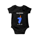 Milestone Romper for 7th Month | Soft Cotton Personalized Romper/Onesie | Unisex Design - BLACK - New Born (Chest 14")