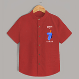 Milestone Shirt for 7th Month | Soft Cotton Personalized Shirt | Unisex Design - RED - 0 - 6 Months Old (Chest 23")