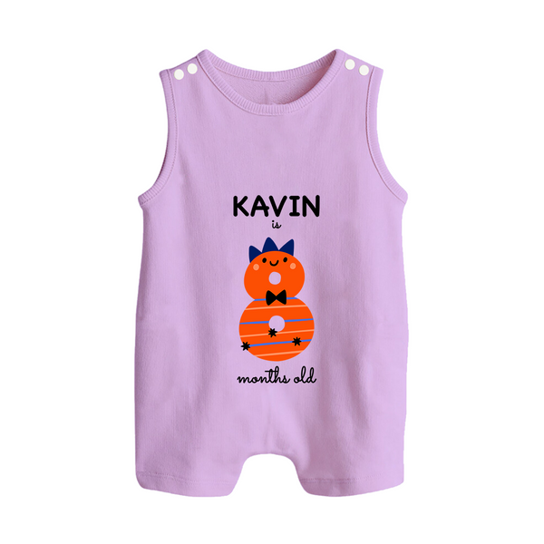 Milestone Romper Suit/ Sleeveless Romper for 8th Month | Soft Cotton Personalized Romper Suit/ Sleeveless Romper | Unisex Design - LILAC - 0 - 5 Months Old (Chest 18")