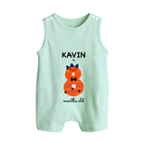 Milestone Romper Suit/ Sleeveless Romper for 8th Month | Soft Cotton Personalized Romper Suit/ Sleeveless Romper | Unisex Design - MINT GREEN - 0 - 5 Months Old (Chest 18")