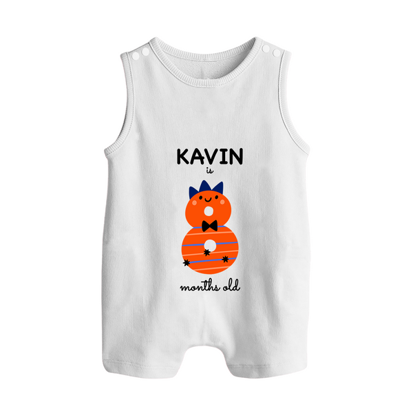 Milestone Romper Suit/ Sleeveless Romper for 8th Month | Soft Cotton Personalized Romper Suit/ Sleeveless Romper | Unisex Design - WHITE - 0 - 5 Months Old (Chest 18")