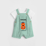 Celebrate The Eighth Month Birthday Custom Dungaree, Featuring with your Baby's name - LIGHT GREEN - 0 - 5 Months Old (Chest 17")