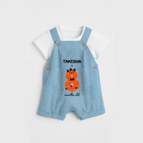 Celebrate The Eighth Month Birthday Custom Dungaree, Featuring with your Baby's name - SKY BLUE - 0 - 5 Months Old (Chest 17")