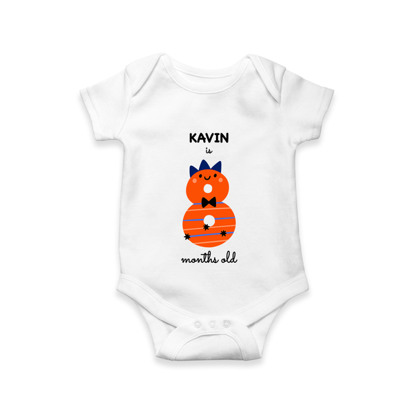 Celebrate Your Baby's 8-Month Journey With Our Beautifully Customized Baby Romper, Perfect For Capturing Magical Memories - WHITE - 0 - 3 Months Old (Chest 16")