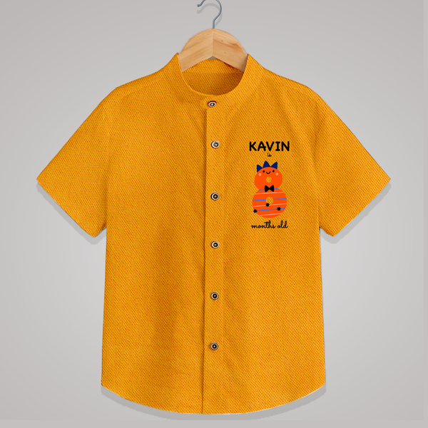 Milestone Shirt for 8th Month | Soft Cotton Personalized Shirt | Unisex Design - CHROME YELLOW - 0 - 6 Months Old (Chest 23")