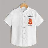 Milestone Shirt for 8th Month | Soft Cotton Personalized Shirt | Unisex Design - WHITE - 0 - 6 Months Old (Chest 23")