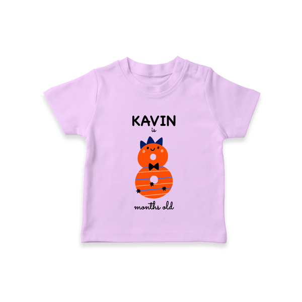 Milestone T-Shirt for 8th Month | Soft Cotton Personalized T-Shirt | Unisex Design - LILAC - 0-5 Months Old (Chest 17")