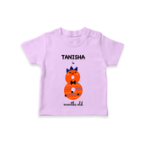 Celebrate The Eighth Month Birthday Custom T-Shirt, Featuring with your Baby's name - LILAC - 0 - 5 Months Old (Chest 17")