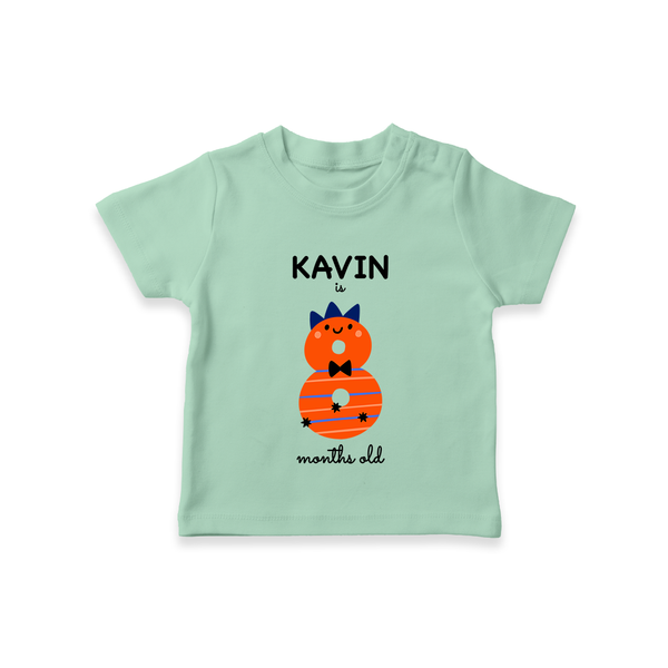 Milestone T-Shirt for 8th Month | Soft Cotton Personalized T-Shirt | Unisex Design - MINT GREEN - 0-5 Months Old (Chest 17")