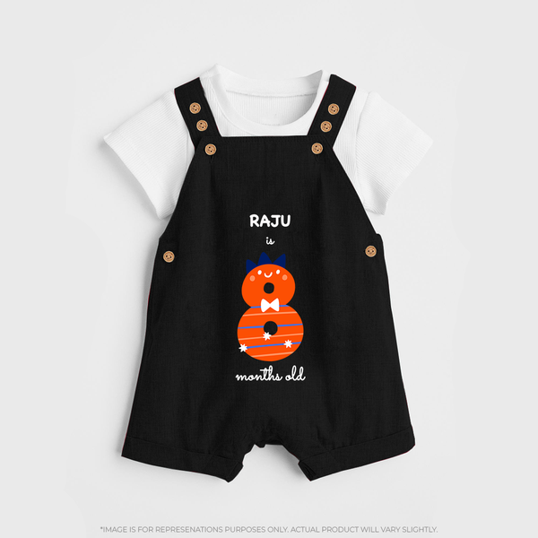 Celebrate Your Baby's 8-Month Journey With Our Beautifully Customized Baby Dungaree Set, Perfect For Capturing Magical Memories - BLACK - 0 - 5 Months Old (Chest 18")