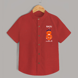 Milestone Shirt for 8th Month | Soft Cotton Personalized Shirt | Unisex Design - RED - 0 - 6 Months Old (Chest 23")