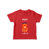 Milestone T-Shirt for 8th Month | Soft Cotton Personalized T-Shirt | Unisex Design - RED - 0-5 Months Old (Chest 17")