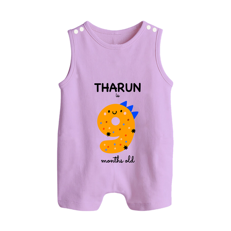 Milestone Romper Suit/ Sleeveless Romper for 9th Month | Soft Cotton Personalized Romper Suit/ Sleeveless Romper | Unisex Design - LILAC - 0 - 5 Months Old (Chest 18")