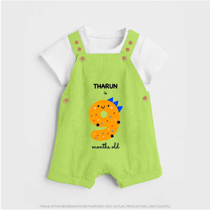 Celebrate Your Baby's 9-Month Journey With Our Beautifully Customized Baby Dungaree Set, Perfect For Capturing Magical Memories - GREEN - 0 - 5 Months Old (Chest 18")