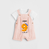 Celebrate The Ninth Month Birthday Custom Dungaree, Featuring with your Baby's name - PEACH - 0 - 5 Months Old (Chest 17")