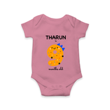 Milestone Romper for 9th Month | Soft Cotton Personalized Romper/Onesie | Unisex Design - ONION - New Born (Chest 14")