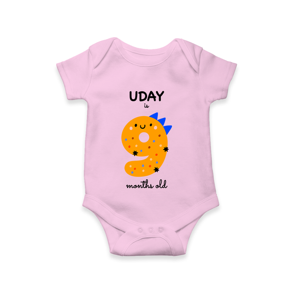 Celebrate The Ninth Month Birthday Custom Romper, Featuring with your Baby's name - PINK - 0 - 3 Months Old (Chest 16")