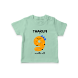Milestone T-Shirt for 9th Month | Soft Cotton Personalized T-Shirt | Unisex Design - MINT GREEN - 0-5 Months Old (Chest 17")