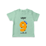 Celebrate The Ninth Month Birthday Custom T-Shirt, Featuring with your Baby's name - MINT GREEN - 0 - 5 Months Old (Chest 17")