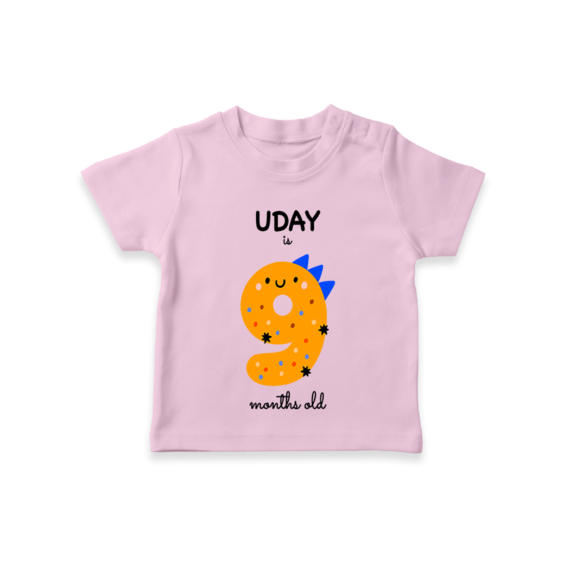 Celebrate The Ninth Month Birthday Custom T-Shirt, Featuring with your Baby's name - PINK - 0 - 5 Months Old (Chest 17")