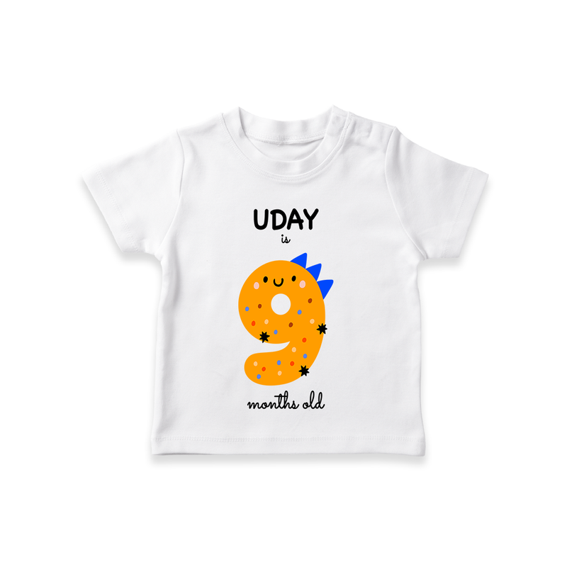 Celebrate The Ninth Month Birthday Custom T-Shirt, Featuring with your Baby's name - WHITE - 0 - 5 Months Old (Chest 17")