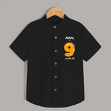 Milestone Shirt for 9th Month | Soft Cotton Personalized Shirt | Unisex Design - BLACK - 0 - 6 Months Old (Chest 23")