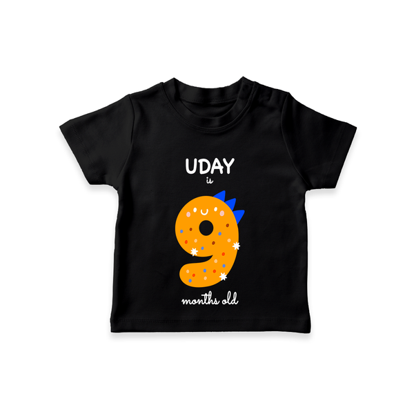 Celebrate The Ninth Month Birthday Custom T-Shirt, Featuring with your Baby's name - BLACK - 0 - 5 Months Old (Chest 17")