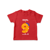 Milestone T-Shirt for 9th Month | Soft Cotton Personalized T-Shirt | Unisex Design - RED - 0-5 Months Old (Chest 17")