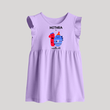 Milestone Baby Frock for 10th Month | Soft Cotton Personalized Baby Frock | Unisex Design - LILAC - 0 - 3 Months Old (Chest 17")