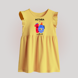 Milestone Baby Frock for 10th Month | Soft Cotton Personalized Baby Frock | Unisex Design - PASTEL YELLOW - 0 - 3 Months Old (Chest 17")