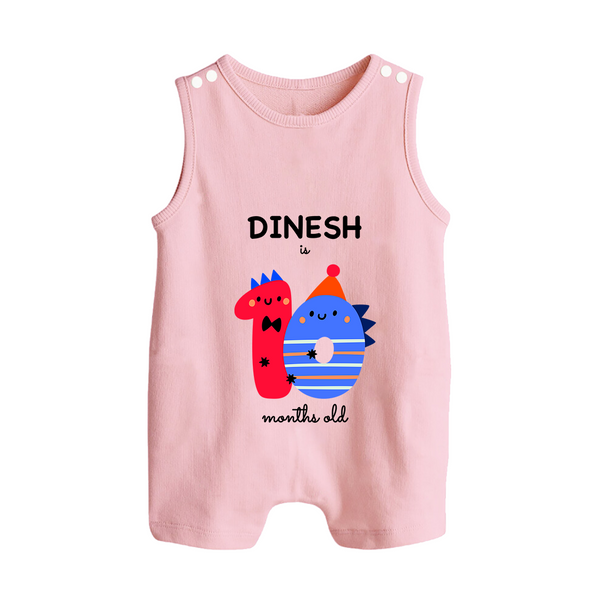 Milestone Romper Suit/ Sleeveless Romper for 10th Month | Soft Cotton Personalized Romper Suit/ Sleeveless Romper | Unisex Design - BABY PINK - 0 - 5 Months Old (Chest 18")