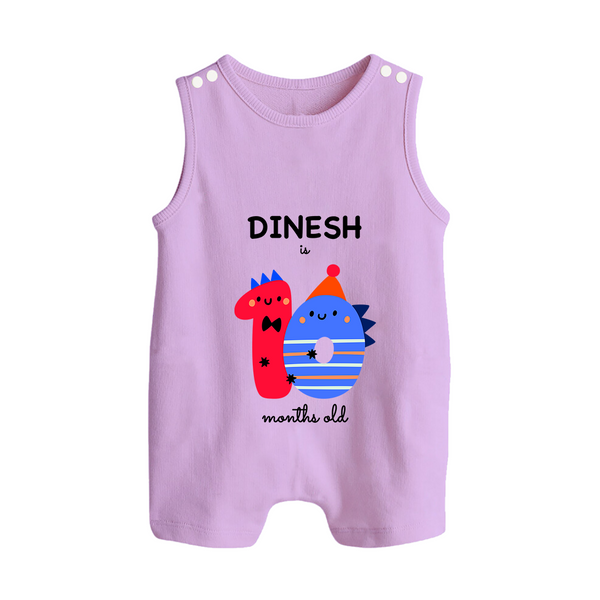 Milestone Romper Suit/ Sleeveless Romper for 10th Month | Soft Cotton Personalized Romper Suit/ Sleeveless Romper | Unisex Design - LILAC - 0 - 5 Months Old (Chest 18")