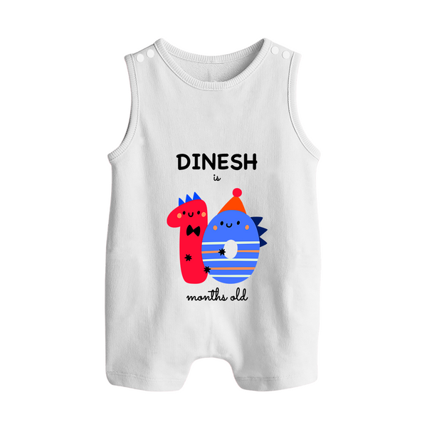 Milestone Romper Suit/ Sleeveless Romper for 10th Month | Soft Cotton Personalized Romper Suit/ Sleeveless Romper | Unisex Design - WHITE - 0 - 5 Months Old (Chest 18")