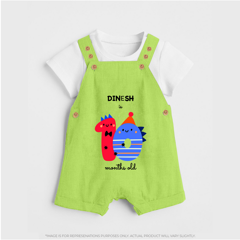 Celebrate Your Baby's 10-Month Journey With Our Beautifully Customized Baby Dungaree Set, Perfect For Capturing Magical Memories - GREEN - 0 - 5 Months Old (Chest 18")