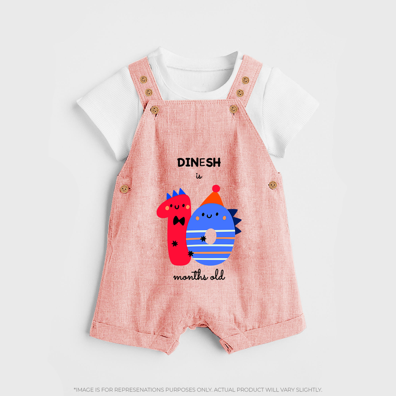 Celebrate Your Baby's 10-Month Journey With Our Beautifully Customized Baby Dungaree Set, Perfect For Capturing Magical Memories - PEACH - 0 - 5 Months Old (Chest 18")