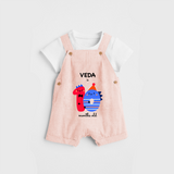 Celebrate The Tenth Month Birthday Custom Dungaree, Featuring with your Baby's name - PEACH - 0 - 5 Months Old (Chest 17")