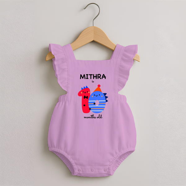 Milestone Romper Frock for 10th Month | Soft Cotton Personalized Romper Frock | Unisex Design - BABY PINK - 0 - 3 Months Old (Chest 19")