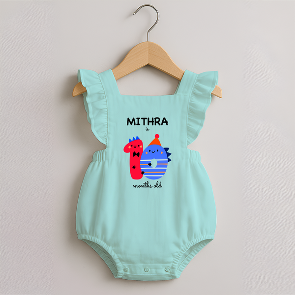 Milestone Romper Frock for 10th Month | Soft Cotton Personalized Romper Frock | Unisex Design - MINT GREEN - 0 - 3 Months Old (Chest 19")