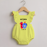 Milestone Romper Frock for 10th Month | Soft Cotton Personalized Romper Frock | Unisex Design - PASTEL YELLOW - 0 - 3 Months Old (Chest 19")