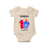 Milestone Romper for 10th Month | Soft Cotton Personalized Romper/Onesie | Unisex Design - IVORY - New Born (Chest 14")