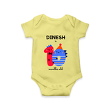 Milestone Romper for 10th Month | Soft Cotton Personalized Romper/Onesie | Unisex Design - PASTEL YELLOW - New Born (Chest 14")