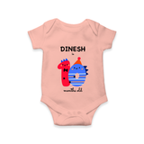 Milestone Romper for 10th Month | Soft Cotton Personalized Romper/Onesie | Unisex Design - PEACH - New Born (Chest 14")