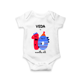 Celebrate The Tenth Month Birthday Custom Romper, Featuring with your Baby's name - WHITE - 0 - 3 Months Old (Chest 16")