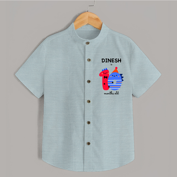 Milestone Shirt for 10th Month | Soft Cotton Personalized Shirt | Unisex Design - ARCTIC BLUE - 0 - 6 Months Old (Chest 23")