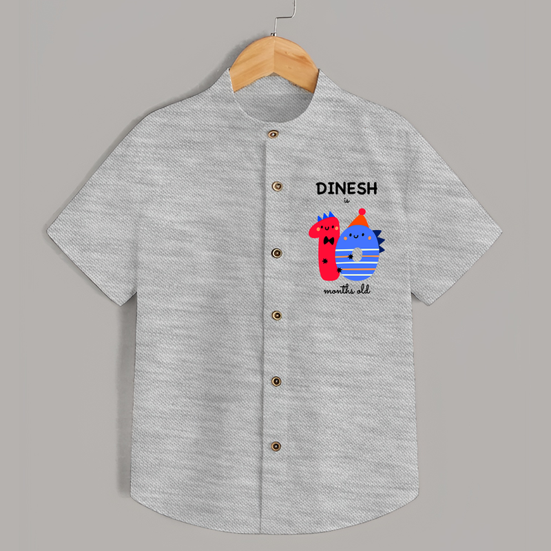 Milestone Shirt for 10th Month | Soft Cotton Personalized Shirt | Unisex Design - GREY - 0 - 6 Months Old (Chest 23")