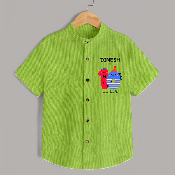 Milestone Shirt for 10th Month | Soft Cotton Personalized Shirt | Unisex Design - LIME GREEN - 0 - 6 Months Old (Chest 23")